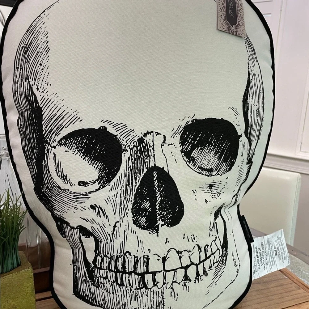 ‼️RACHEL ZOE HALLOWEEN BLACK & WHITE SKULL LARGE DECORATOR PILLOW ‼️LAST ONE